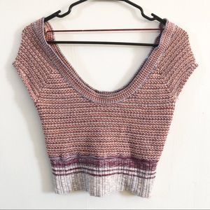 Free People Colorful Scoop Neck Crochet Crop Top